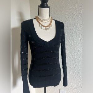 EXPRESS Long sleeved sequined / striped sweater. super cute, chic & classy !